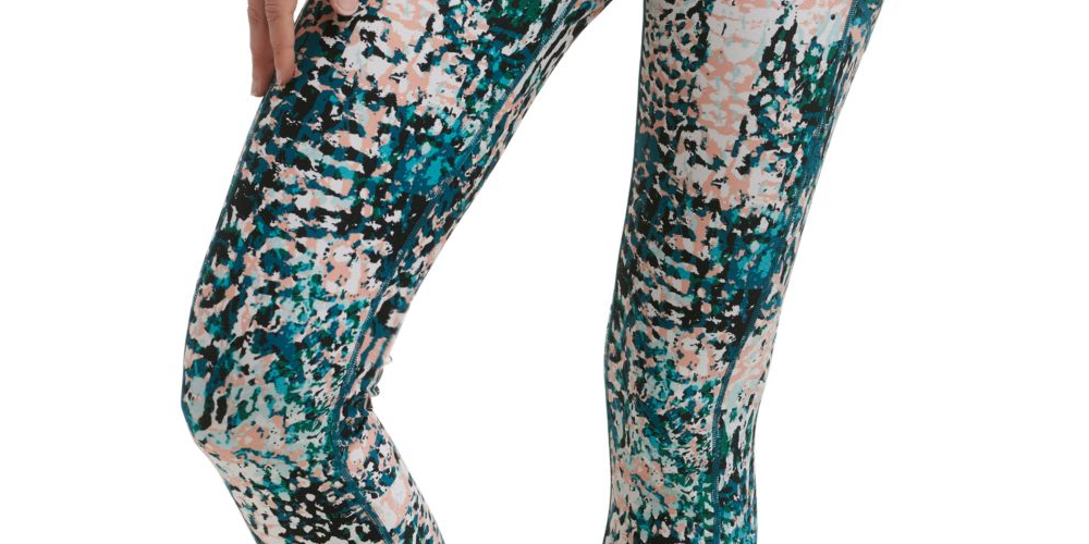 Calça legging feminina Calvin Klein Performance com estampa de cintura alta, verde, tamanho M