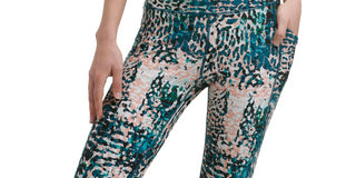 Calça legging feminina Calvin Klein Performance com estampa de cintura alta, verde, tamanho M