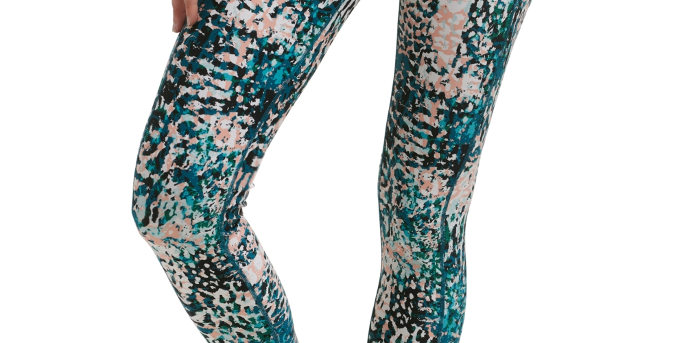 Calça legging feminina Calvin Klein Performance com estampa de cintura alta, verde, tamanho M