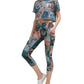 Calça legging curta estampada Calvin Klein Performance feminina, azul, tamanho médio