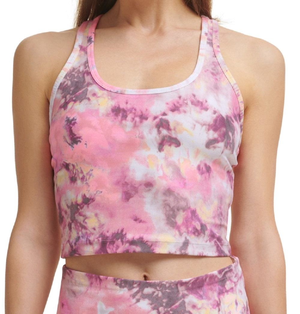 Calvin Klein Performance Feminina Estampada Racerback Cropped Regata Rosa Tamanho Grande