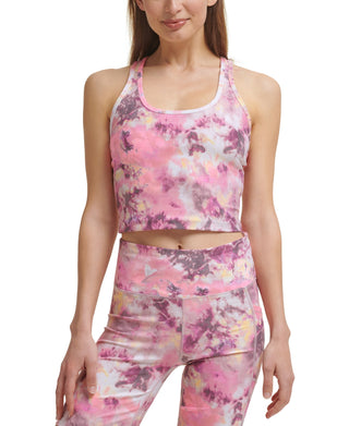 Calvin Klein Performance Feminina Estampada Racerback Cropped Regata Rosa Tamanho Grande