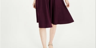 Calvin Klein Women's SeaV Neck Fit & Flare Dress Purple Size 12