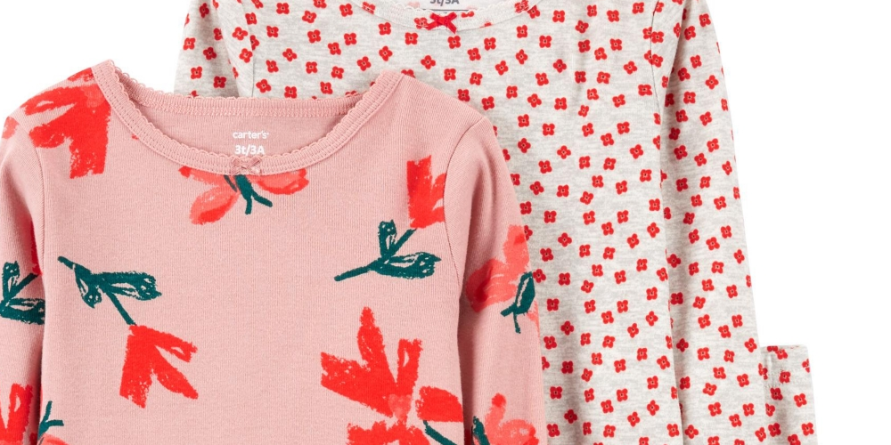 Conjunto de 4 peças de camiseta e pijama de manga comprida Carter's para meninas, rosa, tamanho 2T