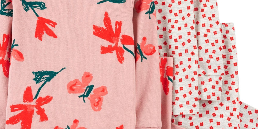 Conjunto de 4 peças de camiseta e pijama de manga comprida Carter's para meninas, rosa, tamanho 2T
