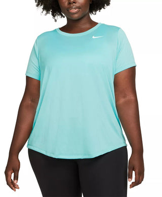 Camiseta de treino Nike Dri FIT feminina, manga curta, gola redonda, verde, tamanho 3X