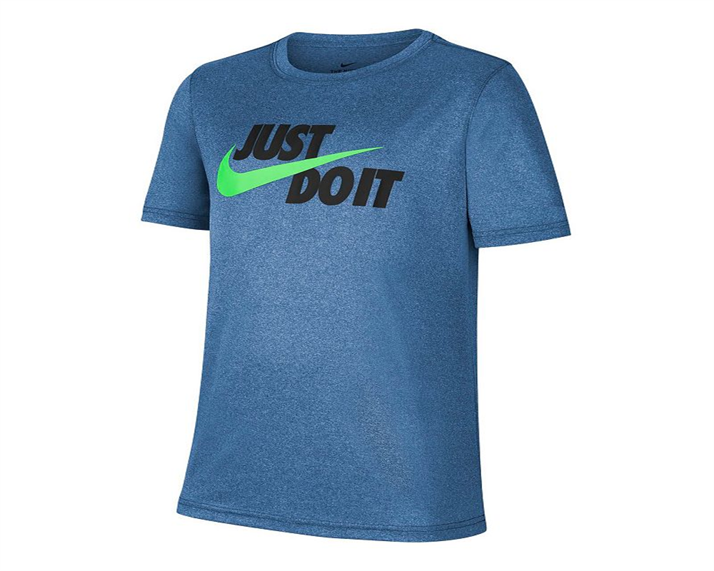 Camiseta Nike Dri FIT JDI XDye Manga Curta Infantil Azul Tamanho Médio