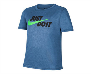 Camiseta Nike Dri FIT JDI XDye Manga Curta Infantil Azul Tamanho Médio