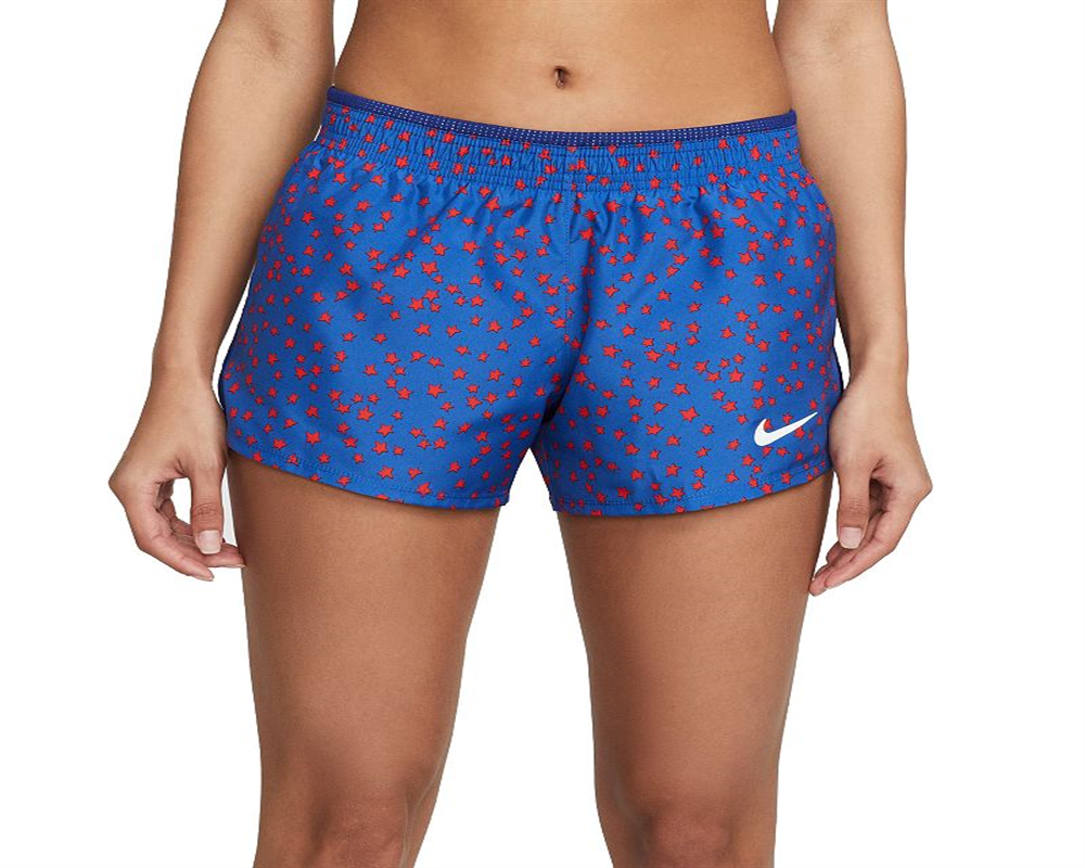 Shorts de corrida Nike Dri FIT 10K Americana feminino, azul, tamanho grande