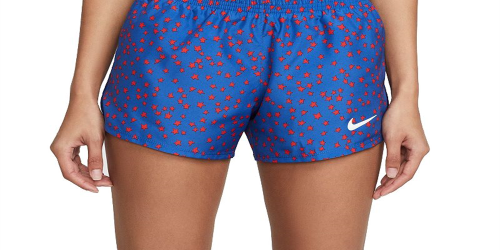 Shorts de corrida Nike Dri FIT 10K Americana feminino, azul, tamanho grande