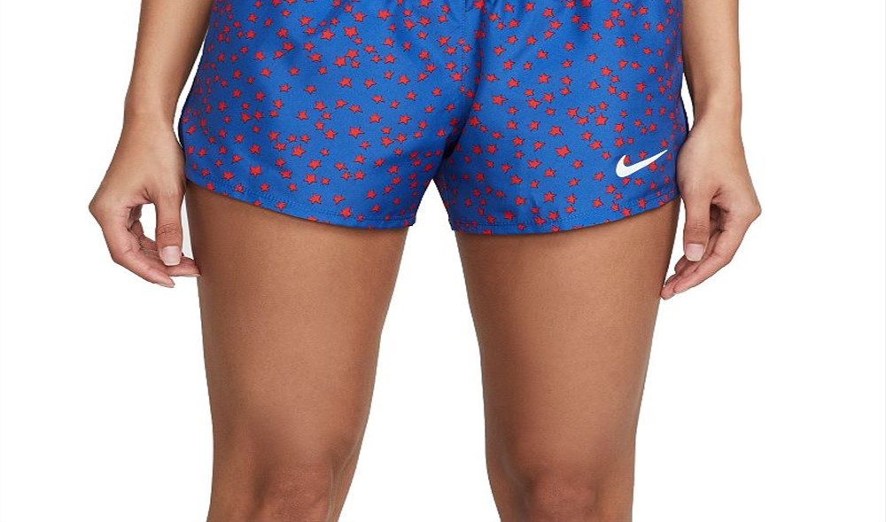 Shorts de corrida Nike Dri FIT 10K Americana feminino, azul, tamanho grande