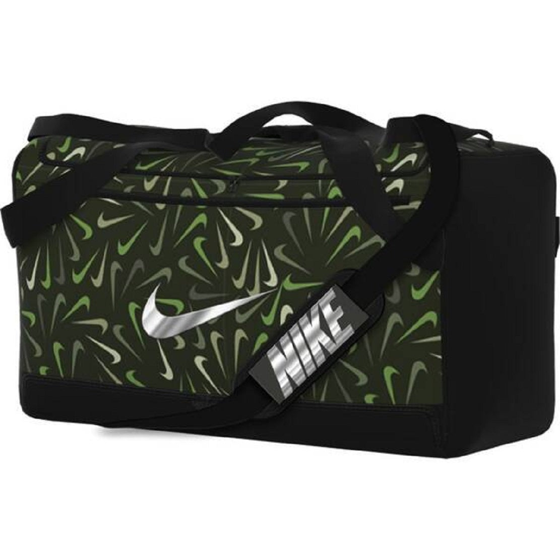 Bolsa de treino Nike Brasilia estampada masculina, preta, tamanho regular