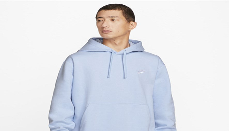 Moletom com capuz Nike Sportswear Club masculino, branco, tamanho pequeno