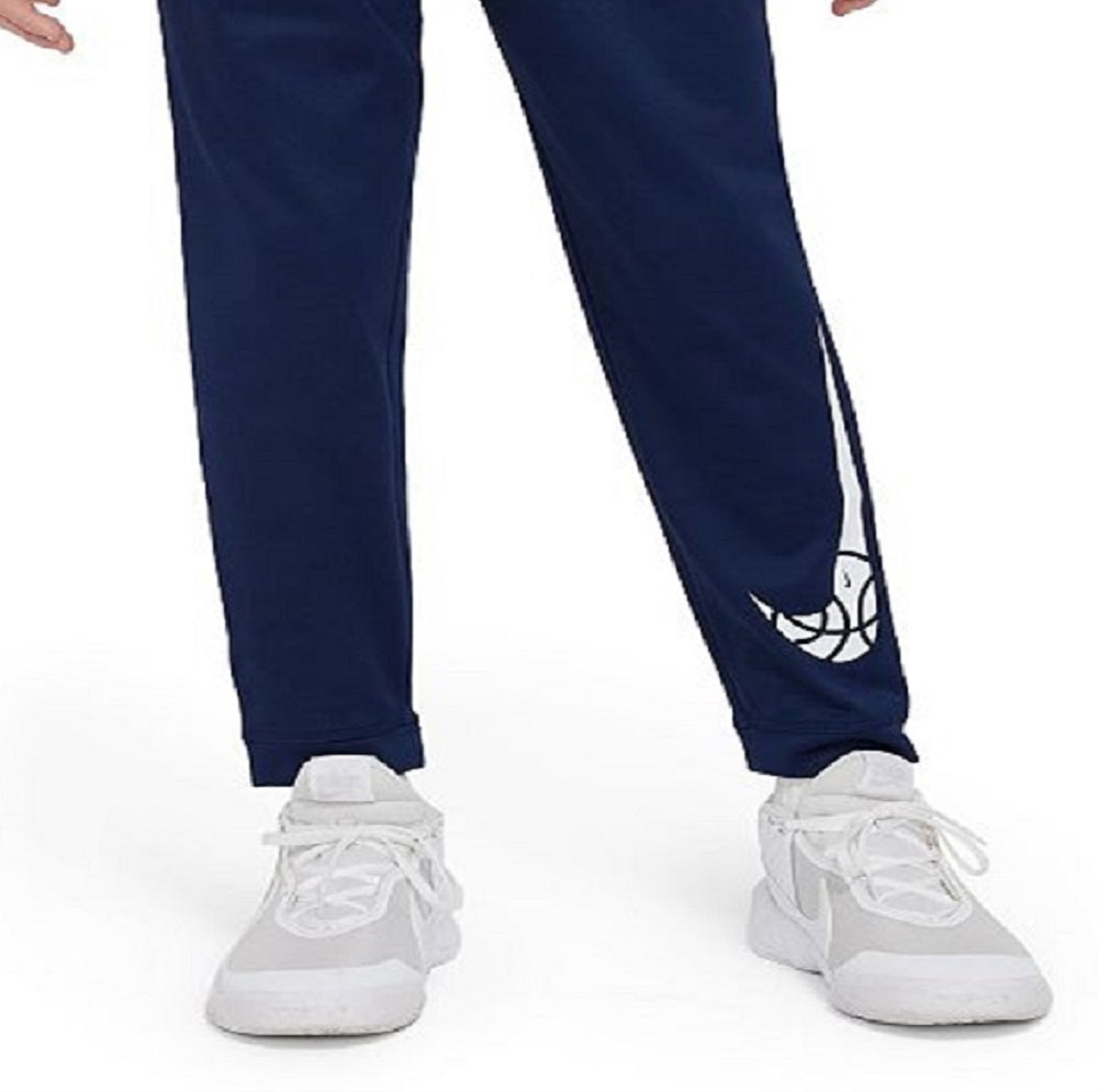 Calça de basquete Nike Therma FIT para meninos, azul, tamanho médio