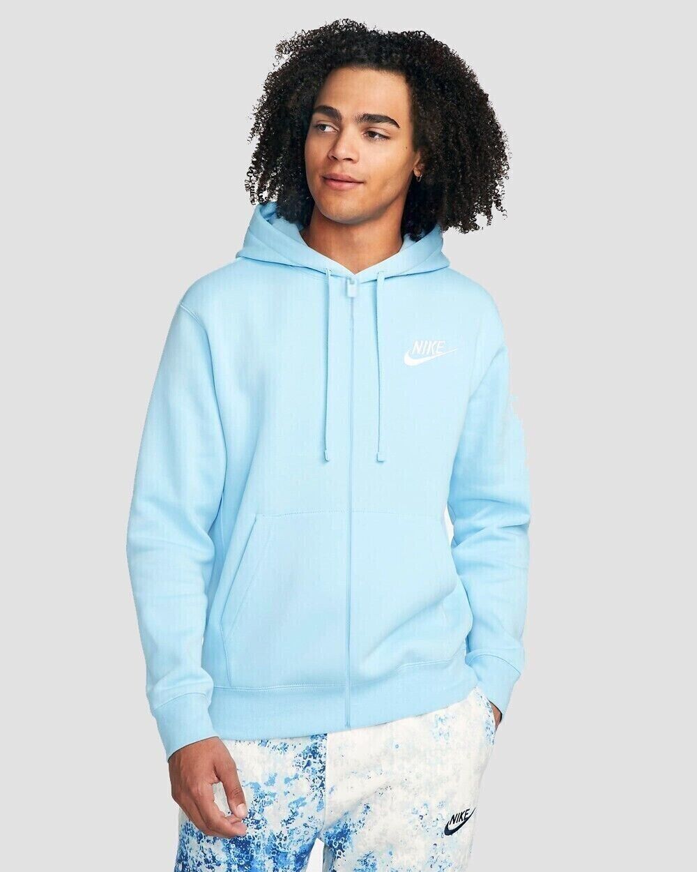 Moletom com capuz Nike Club Zip Up Logo Masculino Azul Tamanho X-G