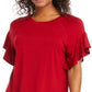 Karen Kane Blusa Feminina Manga Babada Vermelha Tamanho Grande