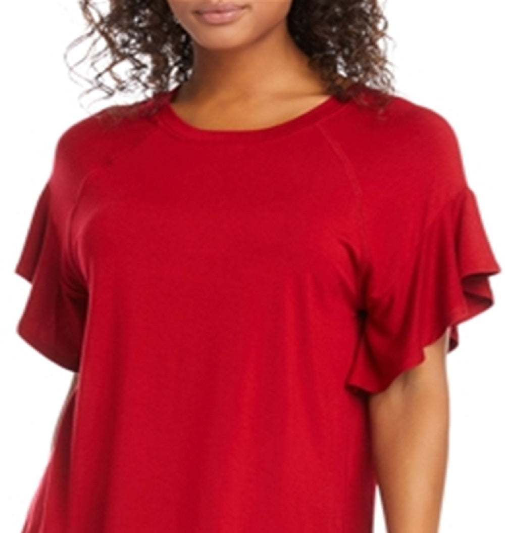 Karen Kane Blusa Feminina Manga Babada Vermelha Tamanho Grande