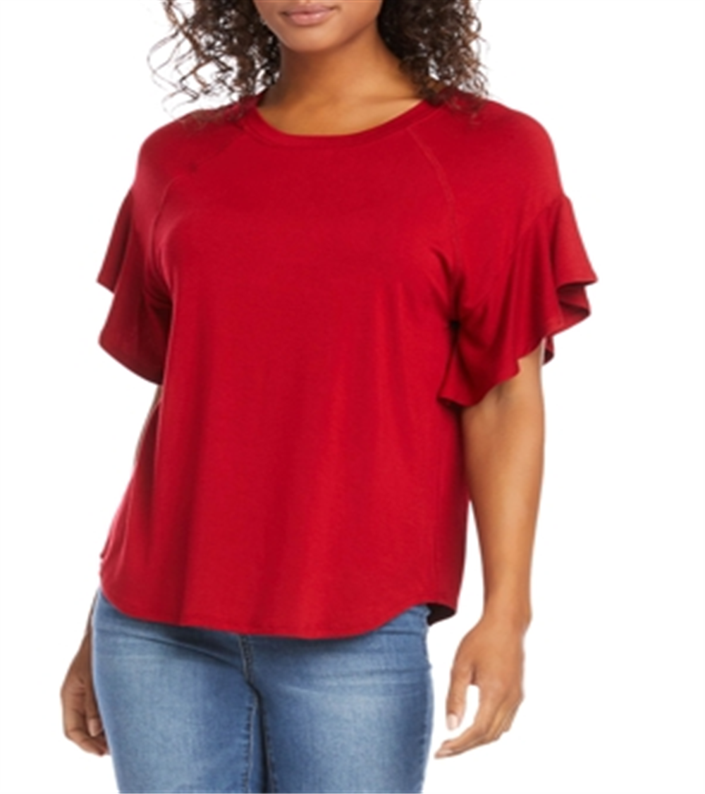 Karen Kane Blusa Feminina Manga Babada Vermelha Tamanho Grande
