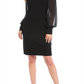 Vestido feminino Karen Kane de chiffon com manga comprida, preto, tamanho extragrande