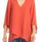 Blusa de crepe assimétrica feminina Karen Kane, laranja, tamanho grande