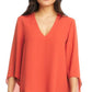 Blusa de crepe assimétrica feminina Karen Kane, laranja, tamanho grande