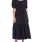 Vestido midi de coquetel Karen Kane feminino, azul, com ajuste evasê
