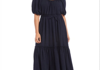 Vestido midi de coquetel Karen Kane feminino, azul, com ajuste evasê