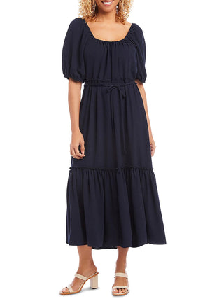 Vestido midi de coquetel Karen Kane feminino, azul, com ajuste evasê