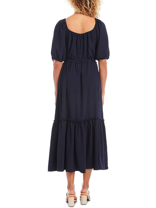 Vestido midi de coquetel Karen Kane feminino, azul, com ajuste evasê