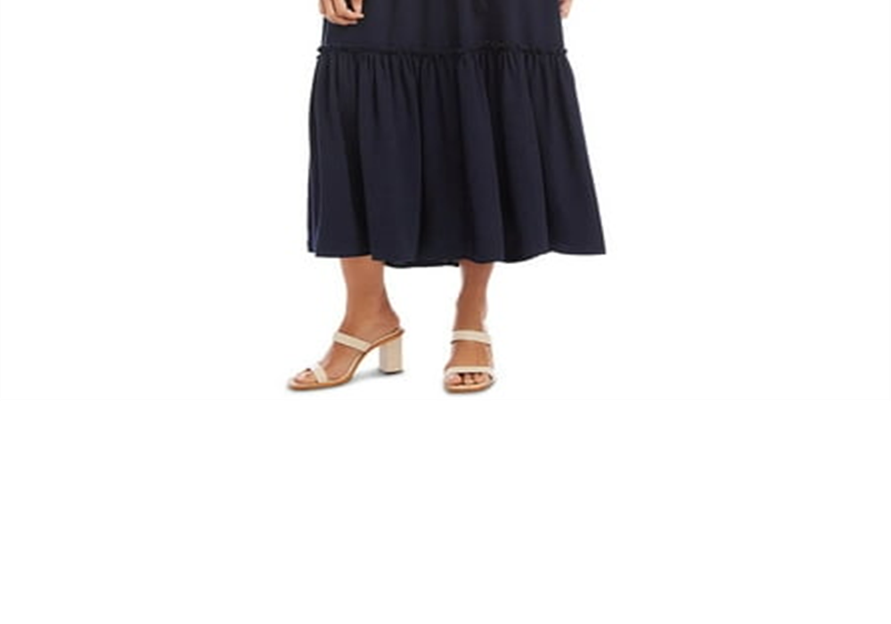 Vestido midi de coquetel Karen Kane feminino, azul, com ajuste evasê