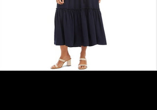 Vestido midi de coquetel Karen Kane feminino, azul, com ajuste evasê