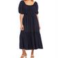 Vestido midi de coquetel Karen Kane feminino, azul, com ajuste evasê