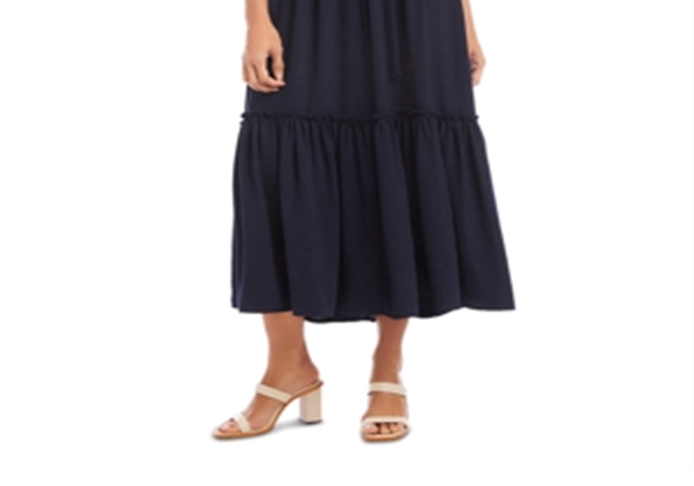Vestido midi de coquetel Karen Kane feminino, azul, com ajuste evasê