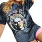 Camiseta feminina de algodão com estampa Frida Kahlo, preta, tamanho grande
