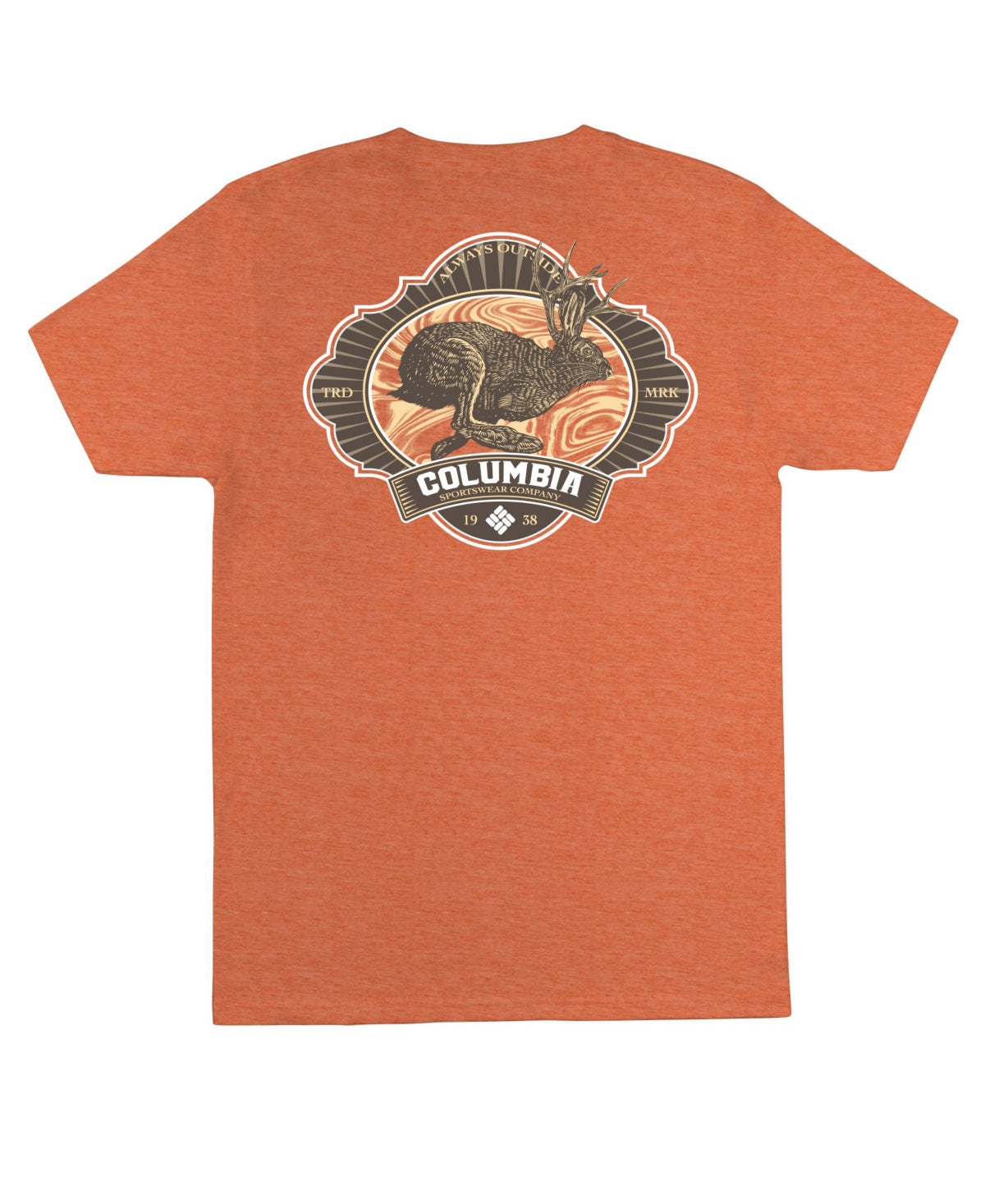 Camiseta Columbia Masculina Casual Gola Redonda Estampada Laranja Tamanho P