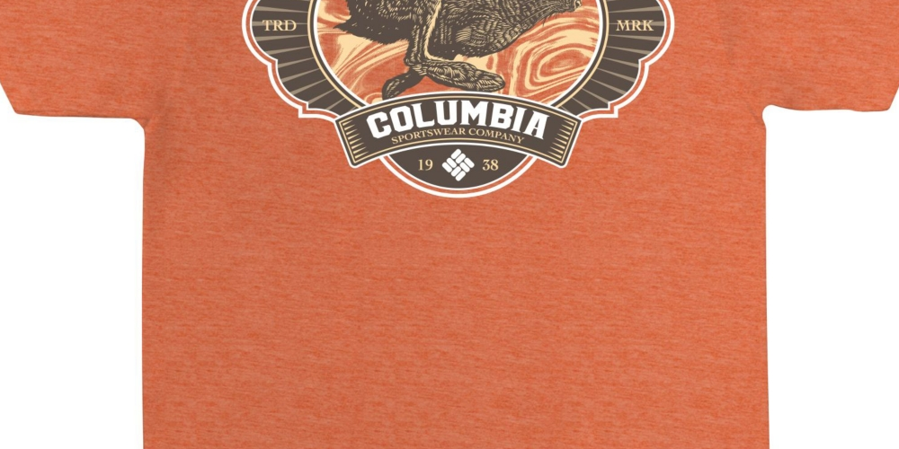 Camiseta Columbia Masculina Casual Gola Redonda Estampada Laranja Tamanho P