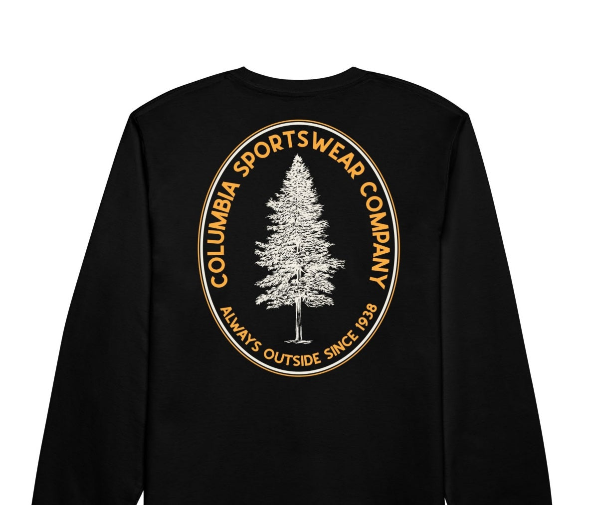 Camiseta Columbia Masculina Manga Longa com Estampa de Logotipo Preto Tamanho Médio