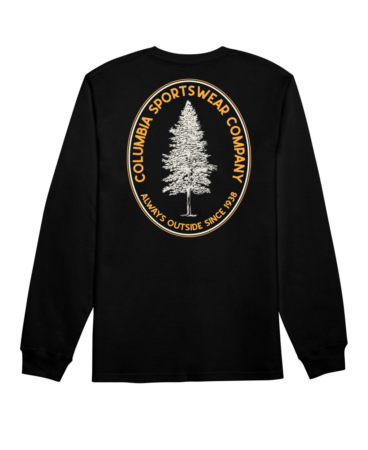 Camiseta Columbia Masculina Manga Longa com Estampa de Logotipo Preto Tamanho Médio