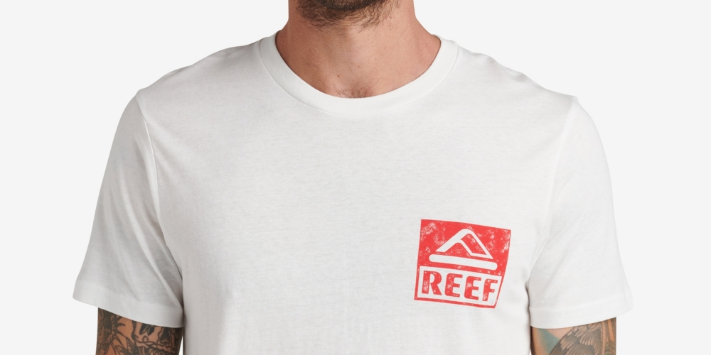 Camiseta gráfica Reef Wellie masculina, branca, tamanho pequeno