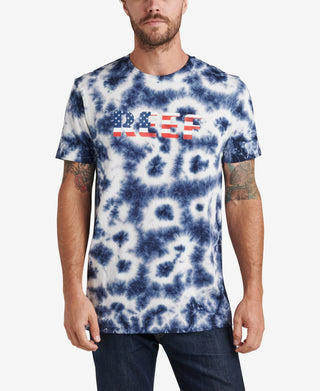 Camiseta masculina Reef Measure de manga curta com estampa tie-dye, azul, tamanho GG