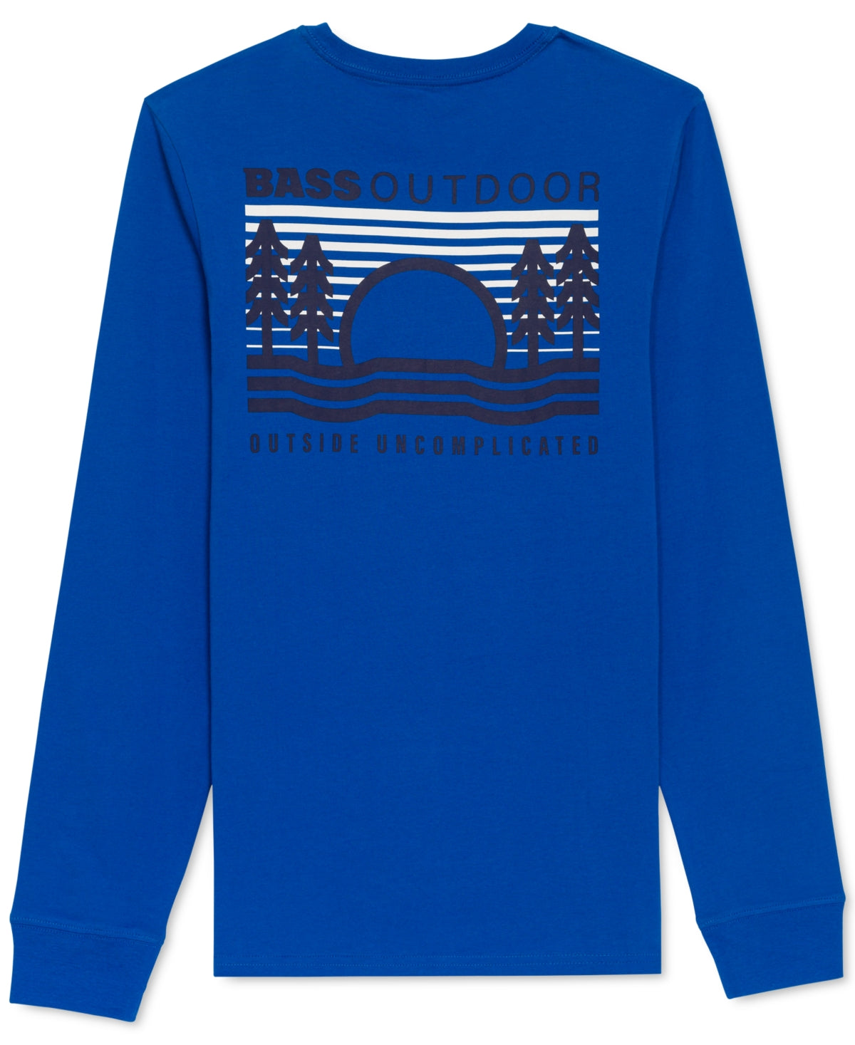 Camiseta masculina de manga comprida com estampa de túnel Bass Outdoor, azul, tamanho médio
