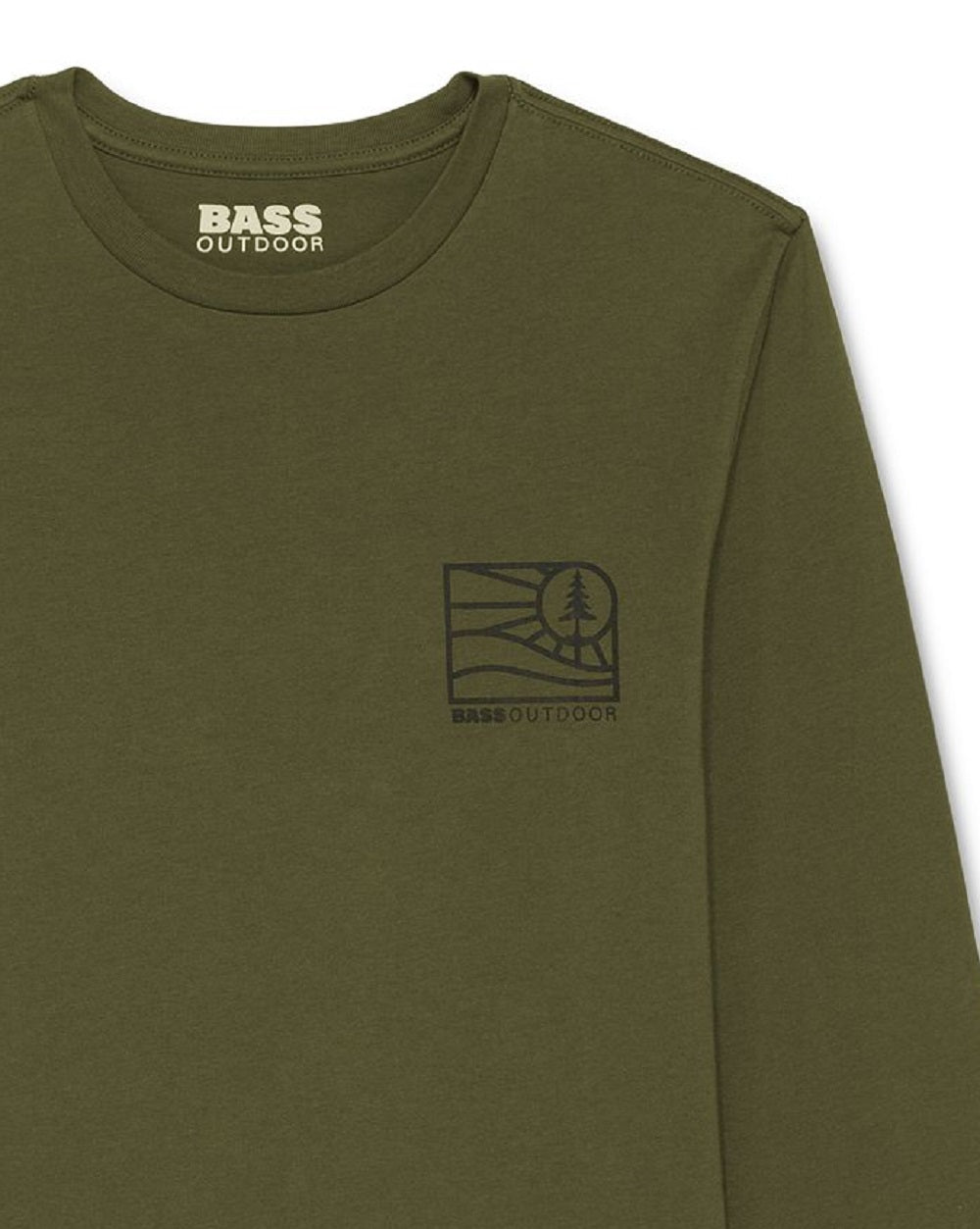 Camiseta gráfica de manga comprida Alpha masculina Bass Outdoor, verde, tamanho grande