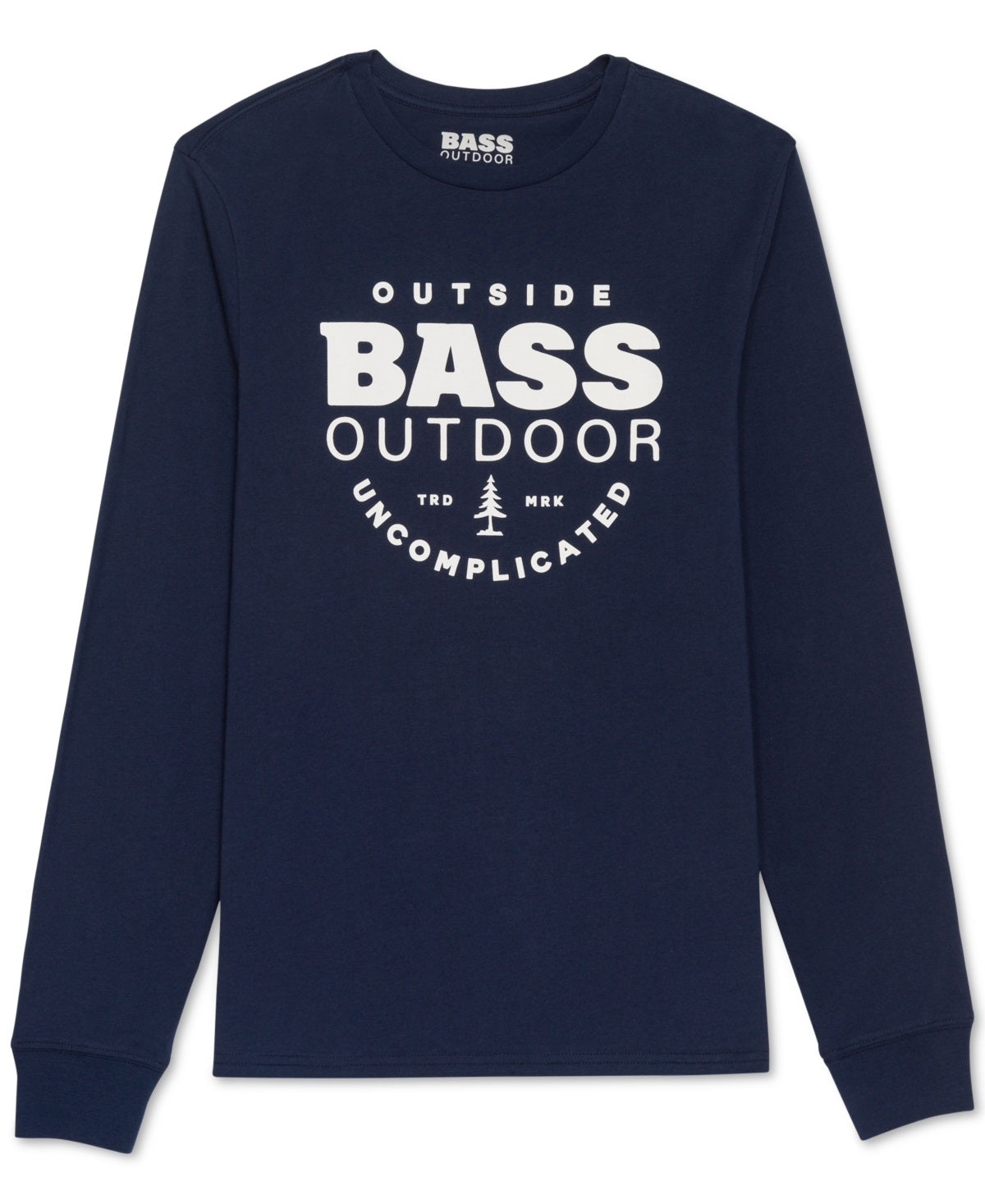 Camiseta masculina Bass Outdoor Uncomplicated de manga comprida com logotipo, azul, tamanho XX-G