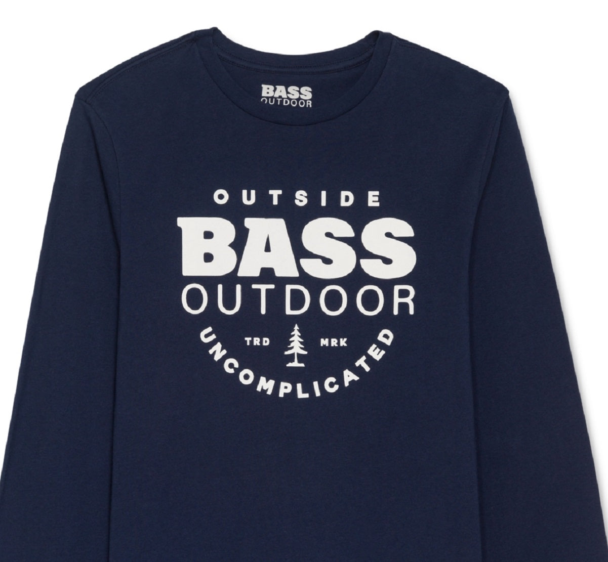 Camiseta masculina Bass Outdoor Uncomplicated de manga comprida com logotipo, azul, tamanho XX-G