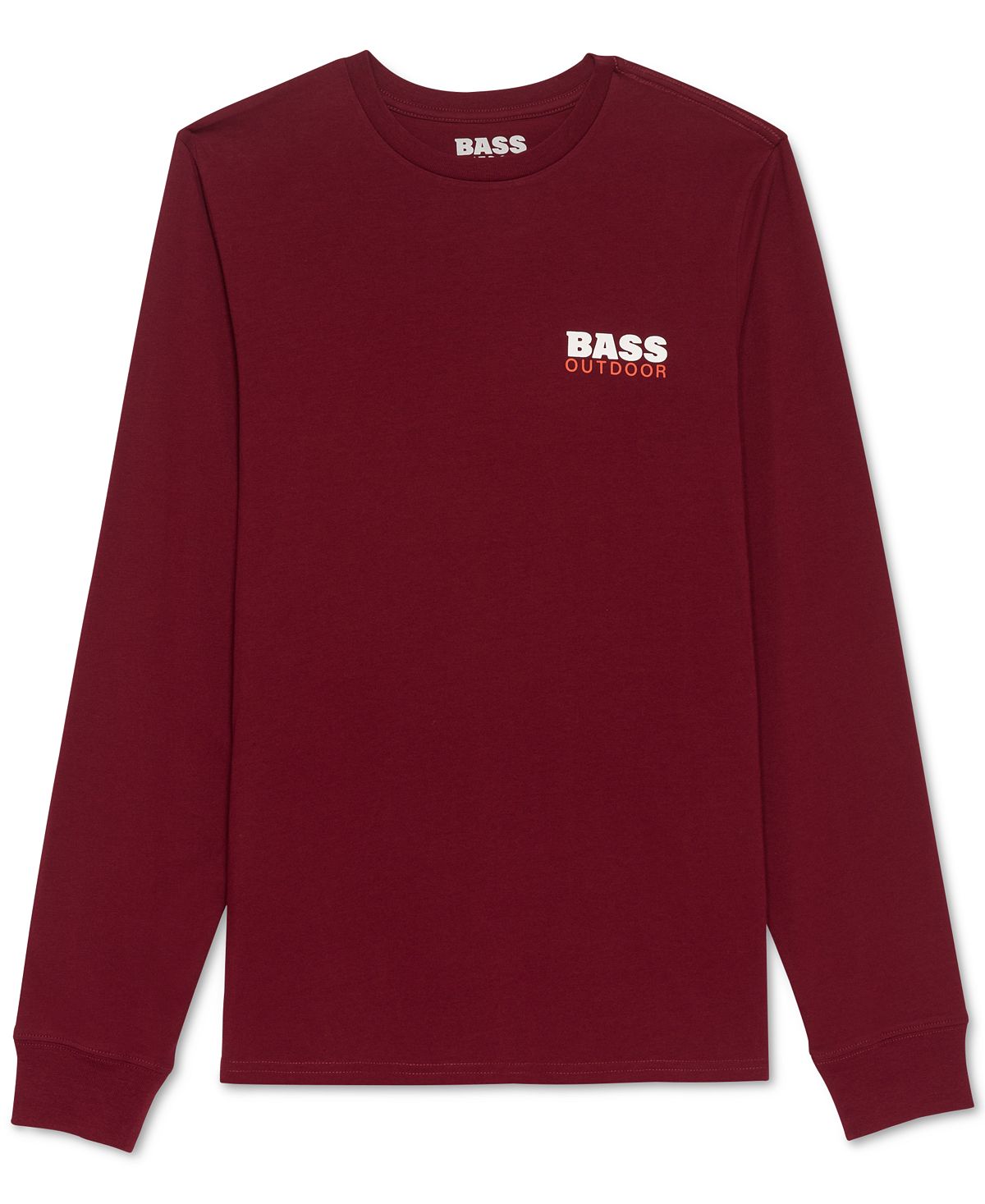Camiseta masculina de manga comprida com estampa gráfica Bass Outdoor, tamanho grande, vermelha