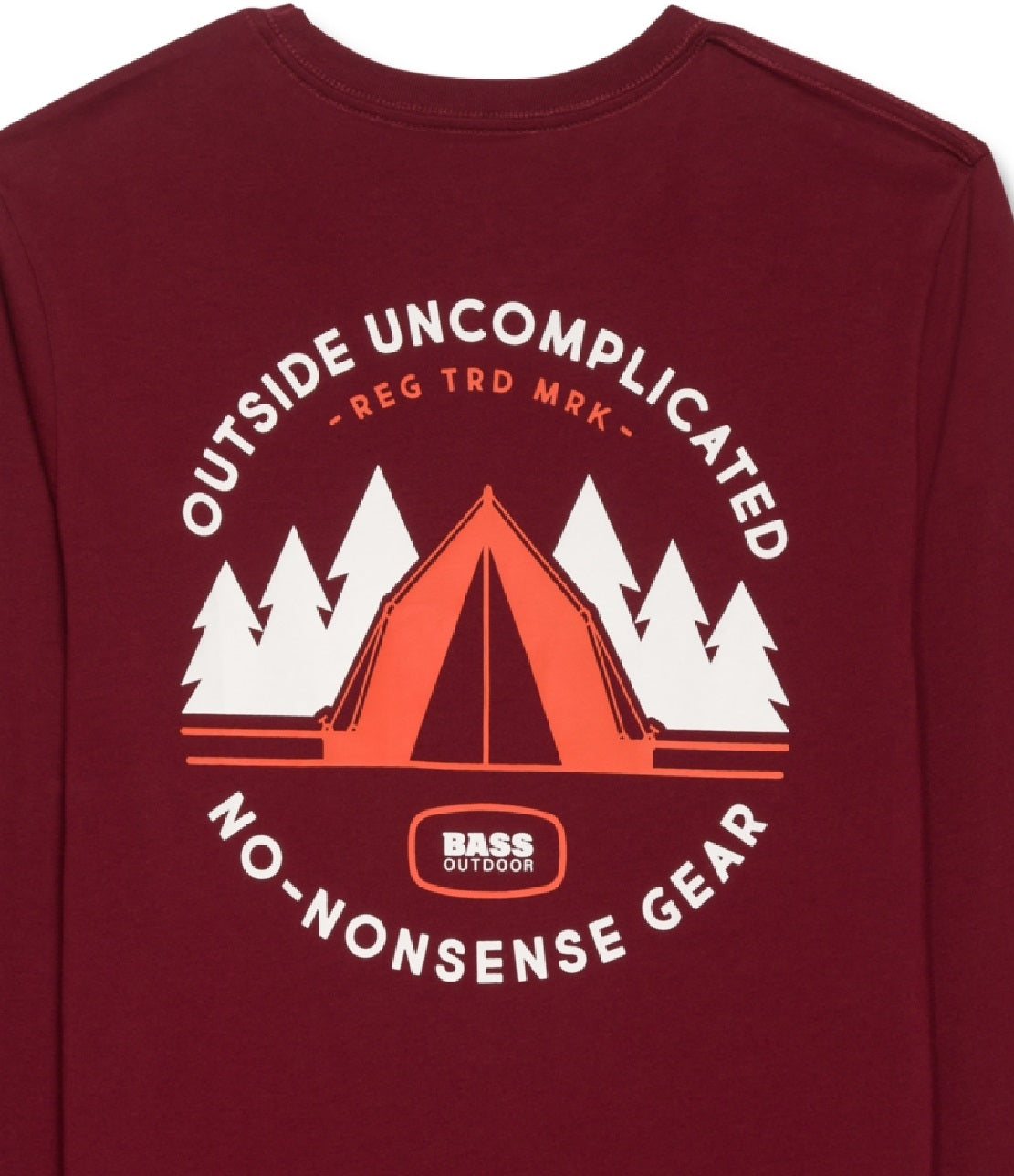 Camiseta masculina de manga comprida com estampa gráfica Bass Outdoor, tamanho grande, vermelha