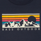 Camiseta masculina Bass Outdoor Boxed Mountain Graphic Azul Tamanho -2XL