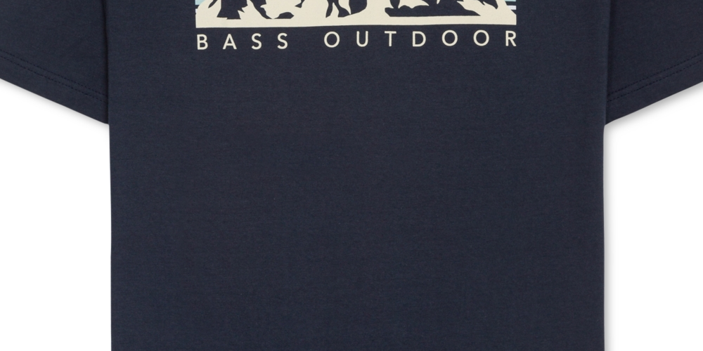 Camiseta masculina Bass Outdoor Boxed Mountain Graphic Azul Tamanho -2XL