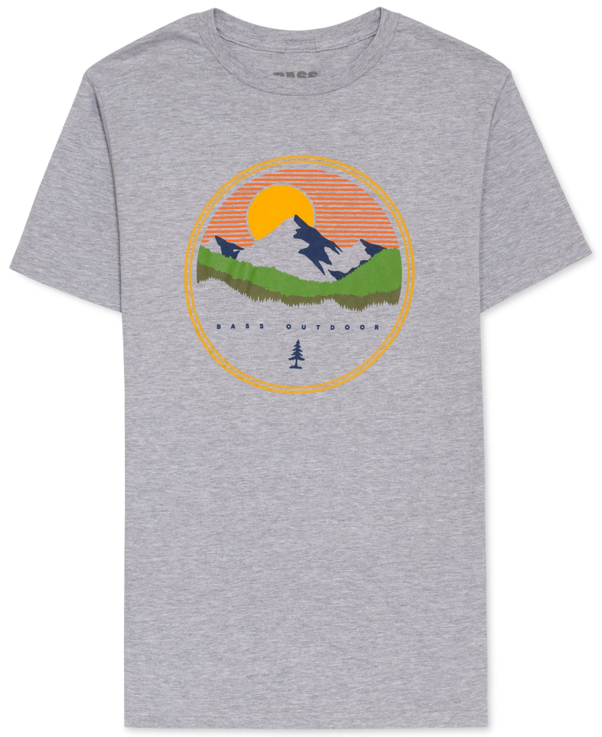 Camiseta gráfica Bass Outdoor Sun Scene masculina, cinza, tamanho XX-G