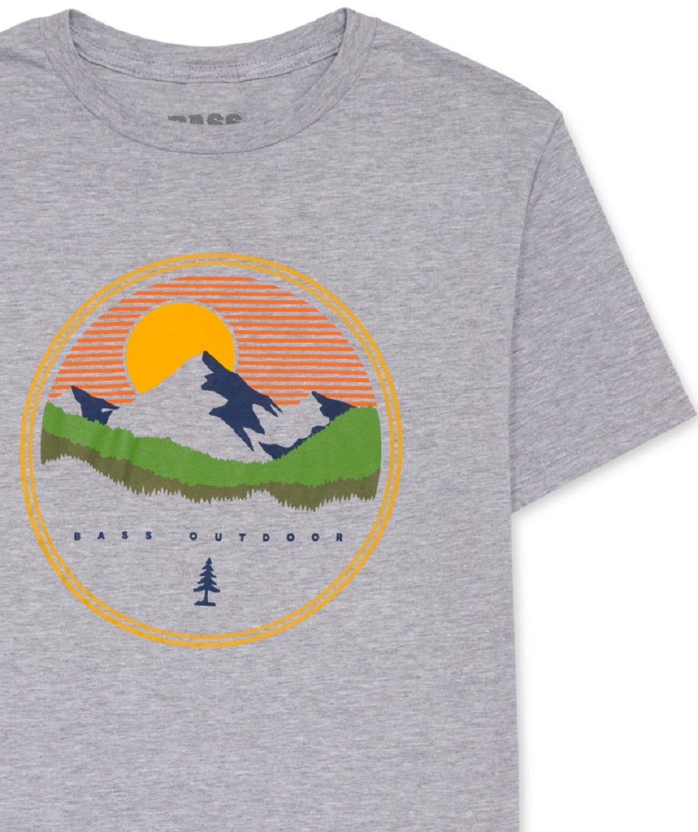 Camiseta gráfica Bass Outdoor Sun Scene masculina, cinza, tamanho XX-G